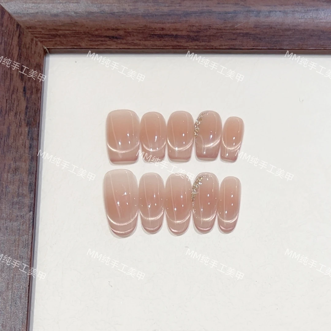 【心语心愿】裸色手工穿戴甲秋季春季短款款式美甲穿戴甲片高级感