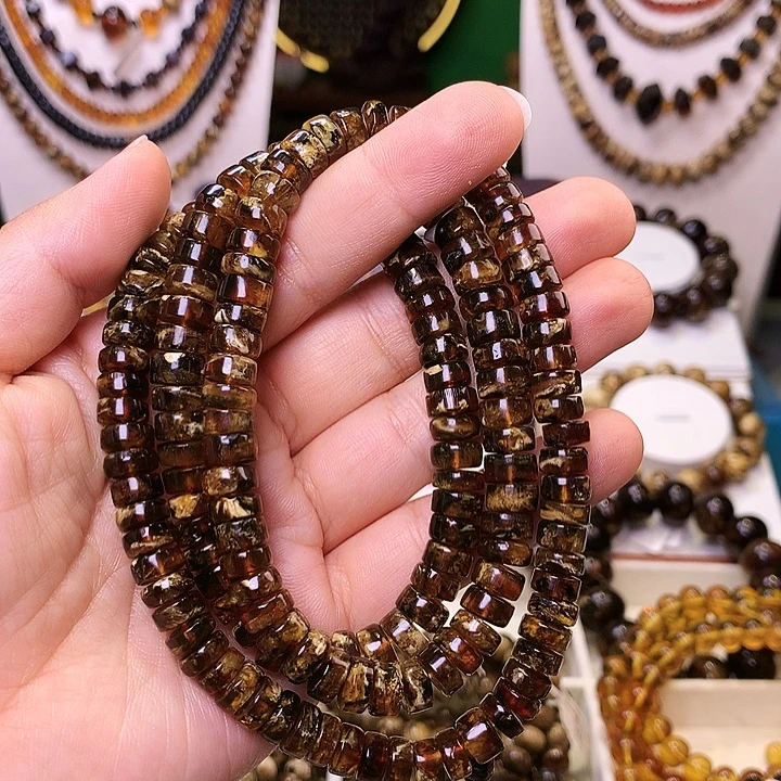 琥珀未镶嵌裸石Y589直切花珀8+