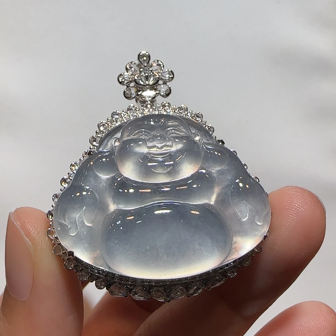 翡翠18K金镶嵌吊坠(不含链)佛公