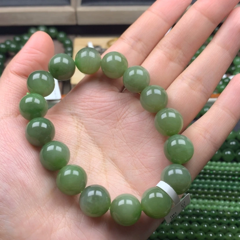 【闪购商品】和田玉（碧玉）手串未镶嵌深**净13mm