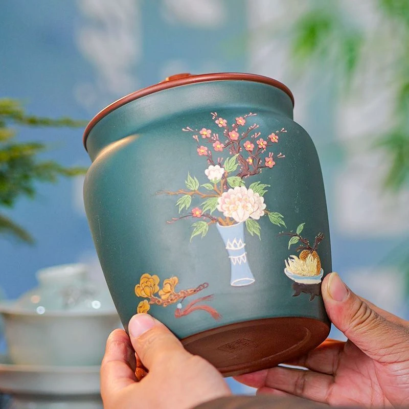 宜兴精品宜兴紫砂罐小号家用醒茶罐高档茶叶包装散茶罐密封罐茶具