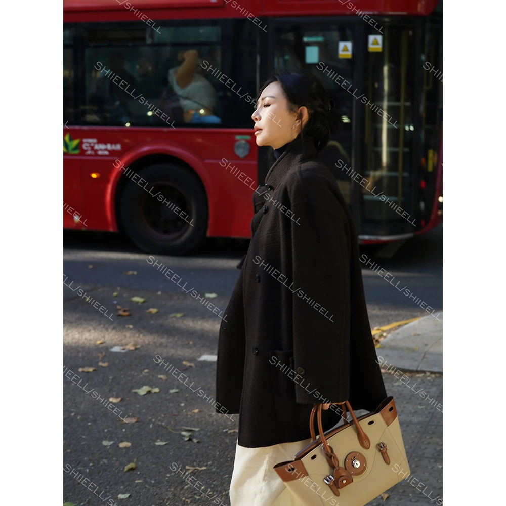 SHIIEELL【暖砾】冬季新款毛呢外套女百搭中长款羊毛毛呢大衣ZD559