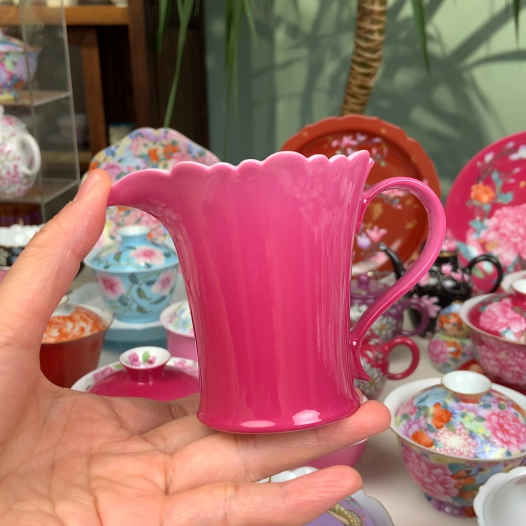 陶景德镇手工吹色渐变公道杯