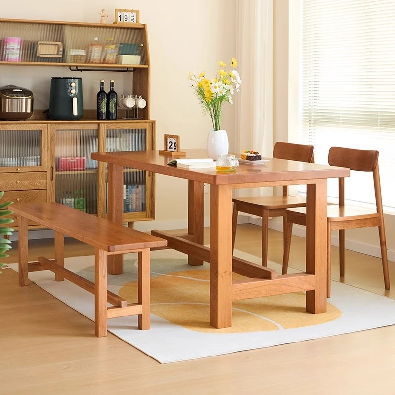 北美樱桃木全实木餐桌大笨桌实木饭桌简约长方形家用原木大板桌