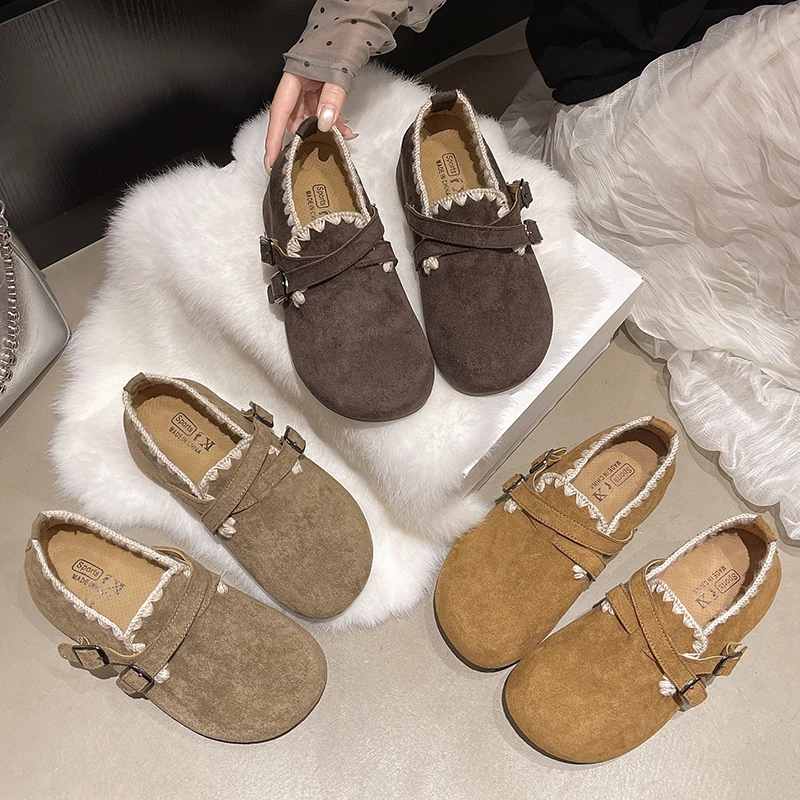 厚底内增高全包勃肯鞋女2025秋季新款一脚蹬单鞋豆豆鞋勃肯乐福鞋