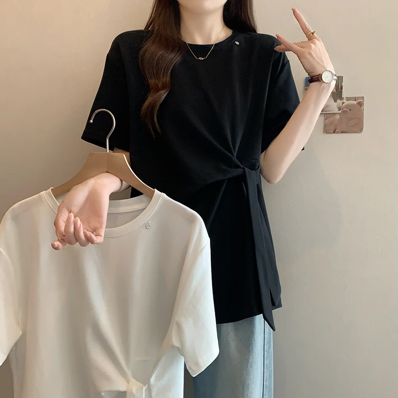 哺乳上衣夏季外出时尚洋气妈妈大码女夏装简约圆领短袖T恤