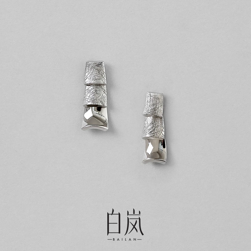 925银耳饰 白岚银瓦耳钉925银耳环原创设计气质轻奢高级感ED4581