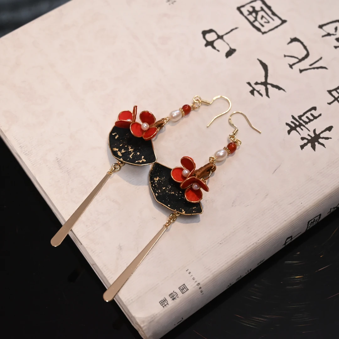 非金属布艺耳饰 【大吉】红牡丹纯手工非遗耳环