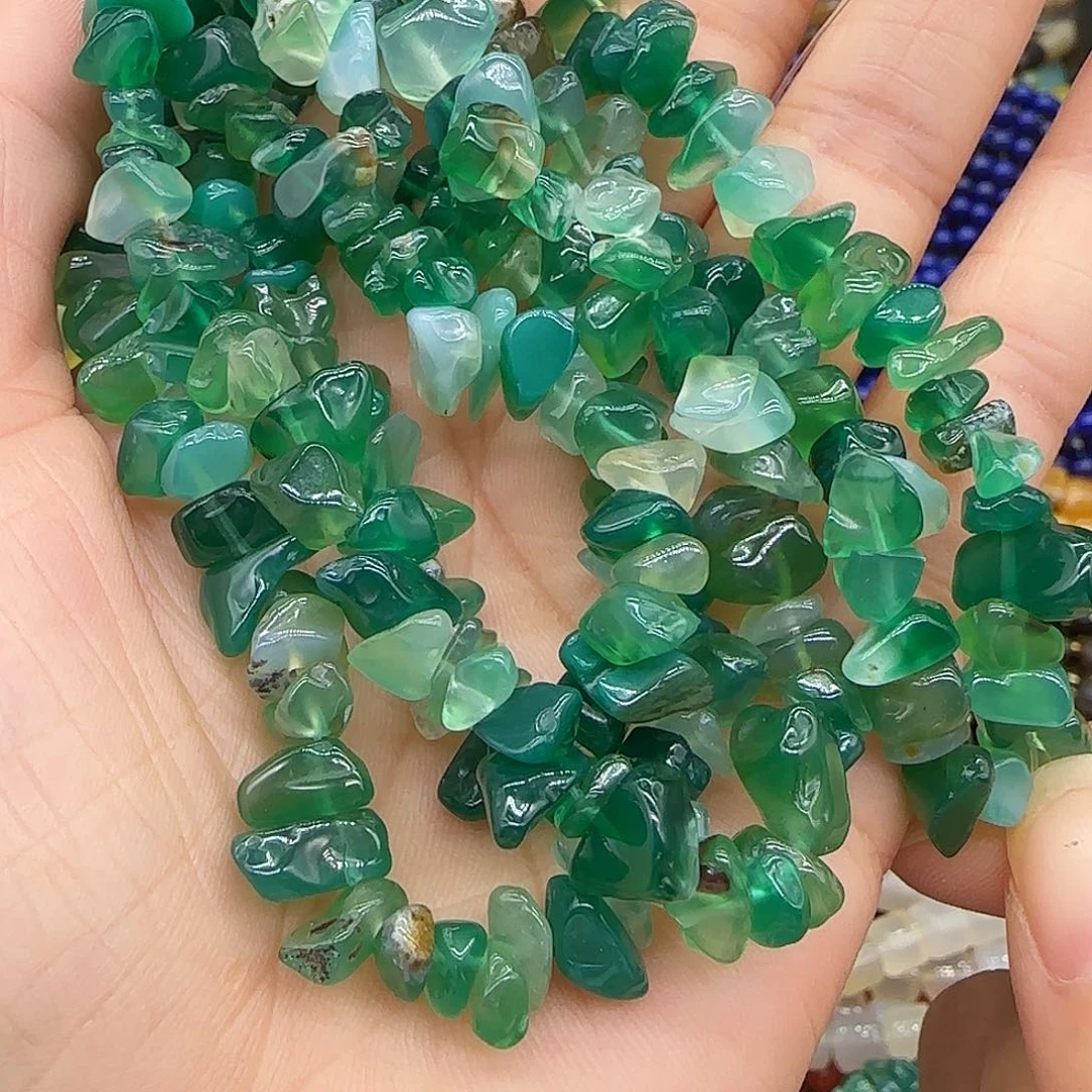 玛瑙/玉髓合金珠宝半成品绿樱花玛瑙6-8mm一条加长