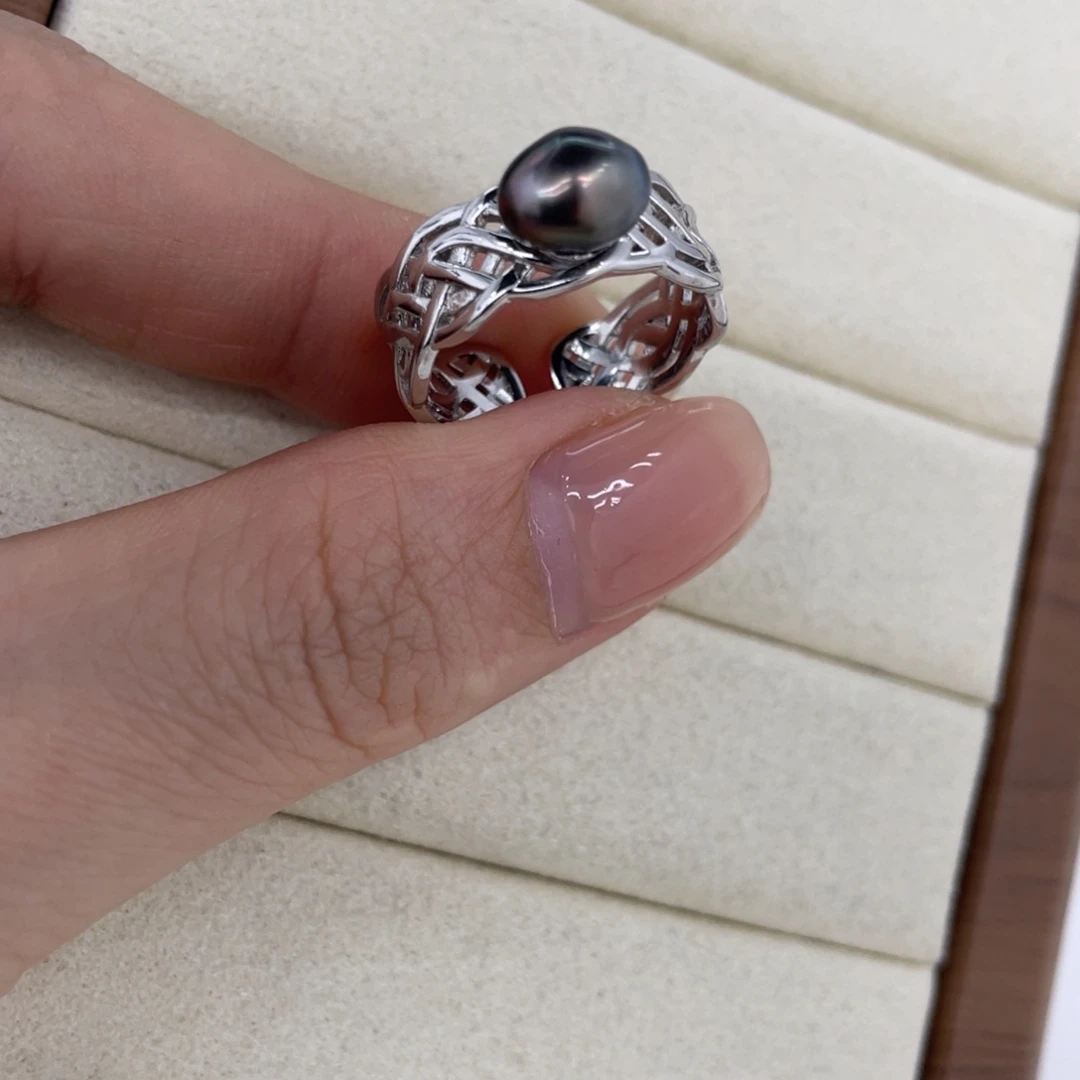 海水珍珠戒指银S925镶嵌