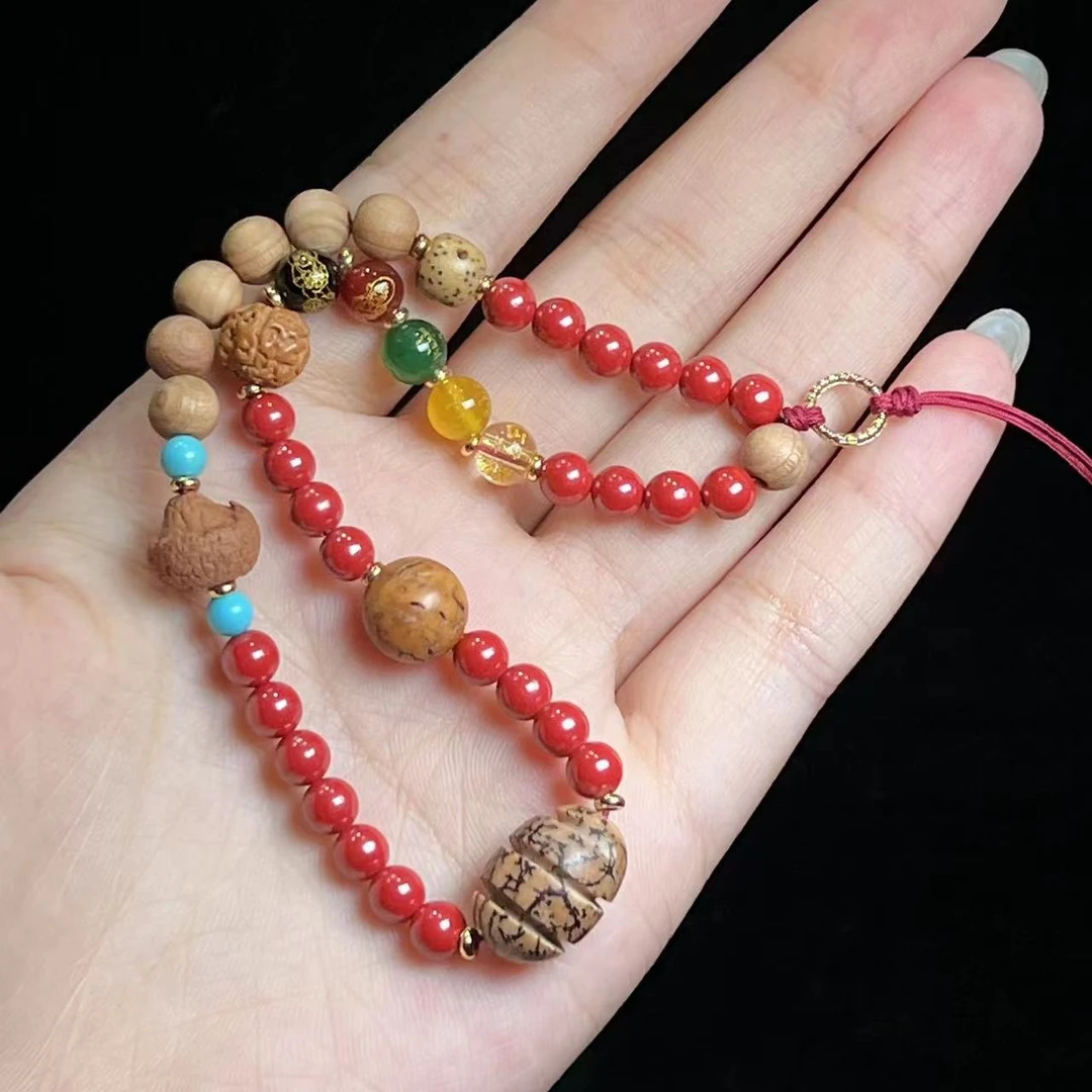 含辰砂工艺品朱砂手机挂绳（尺寸：5mm+）-BHD062