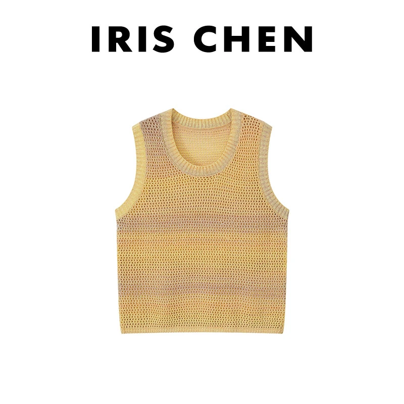 IRIS CHEN 落日马甲 2025夏款上新棉质透气彩色条纹背心25BX483