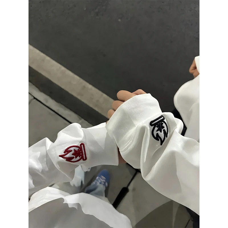 burnin小火苗火焰刺绣卫衣男秋季美式小众设计感长袖t恤情侣外套