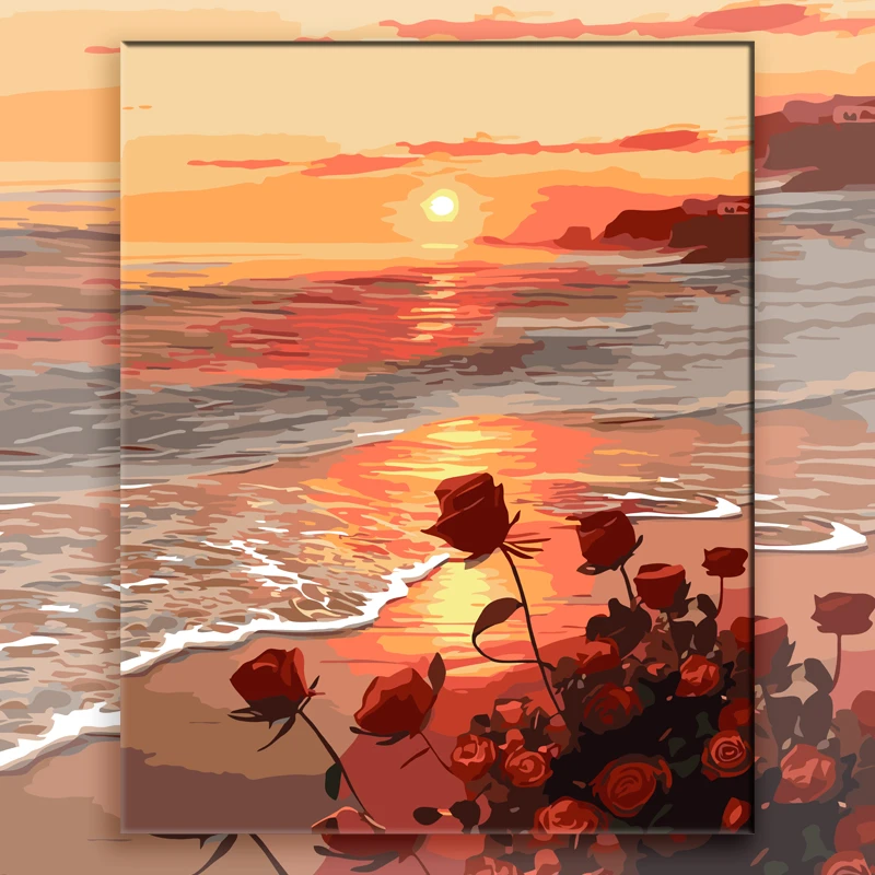 【花卉系列】丙烯画DIY数字油画填色画手工画零基础画画简约图案