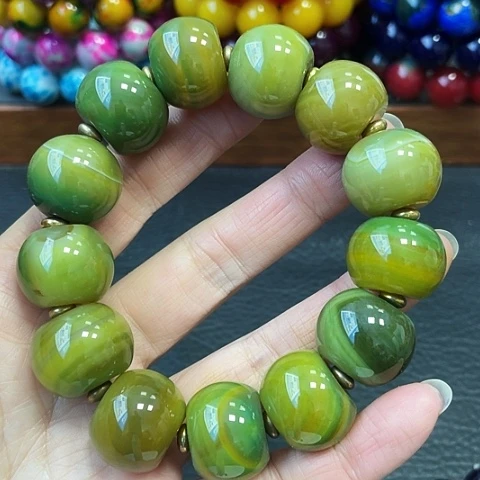 玛瑙未镶嵌手饰黄绿宝盐源