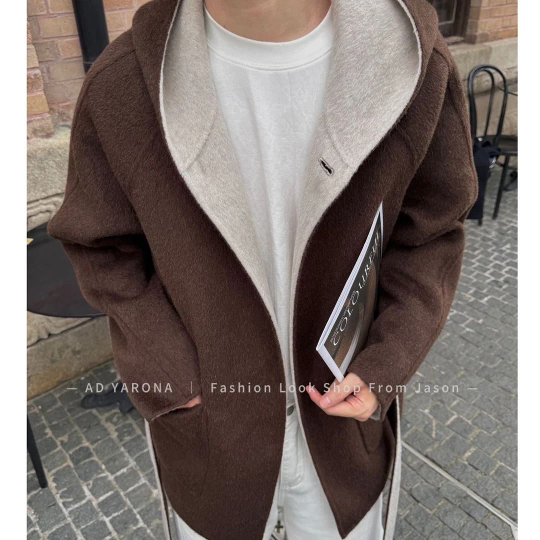 AD YARONA【半岛】100初剪双面羊毛双面外套男士中长款大衣