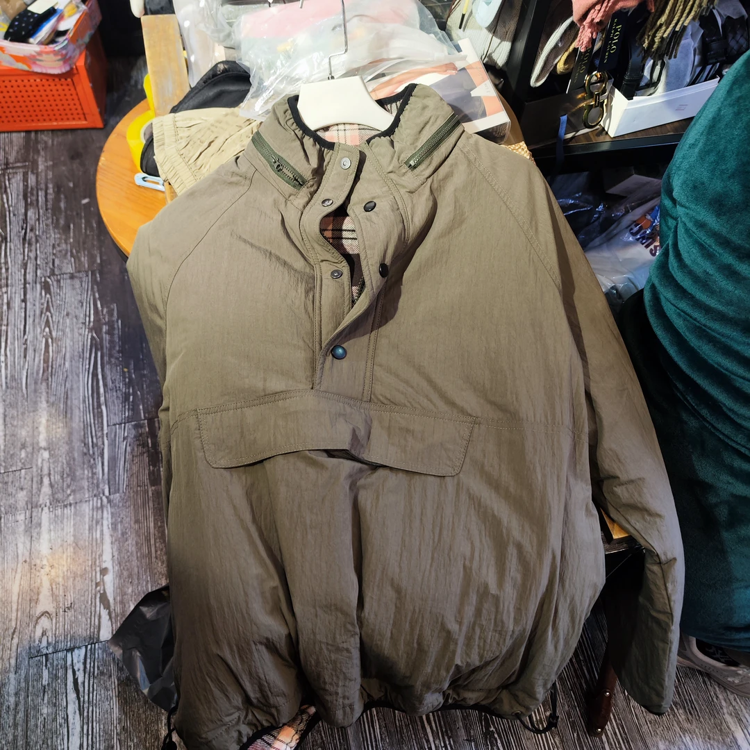 山系工装棉服女小个子加厚保暖连帽宽松拼接格设计感复古外套