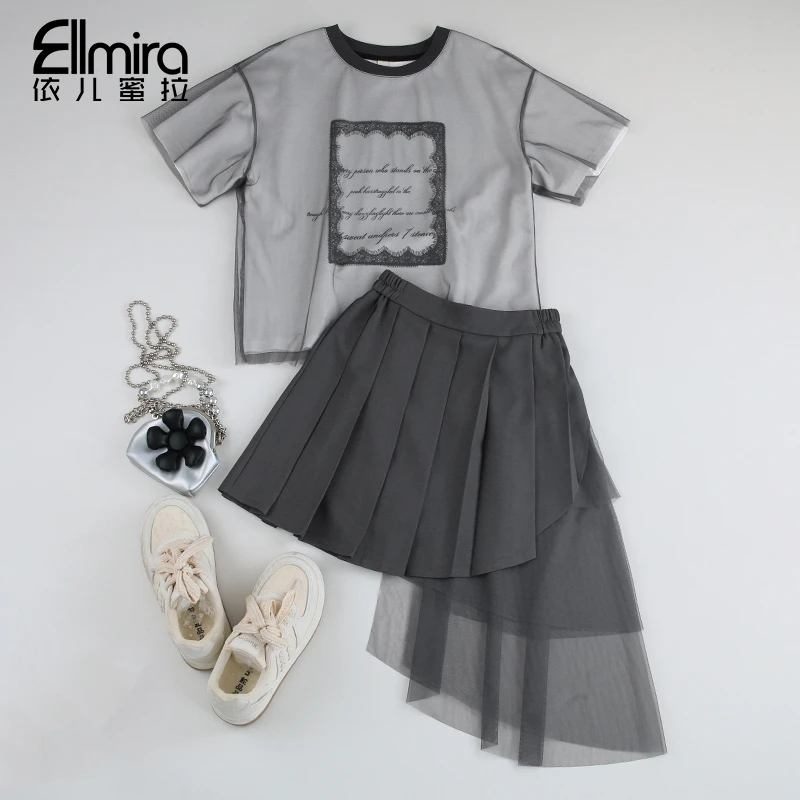 9291+9292女童套装儿童t恤短袖半身裙两件套夏季2025新款洋气大童