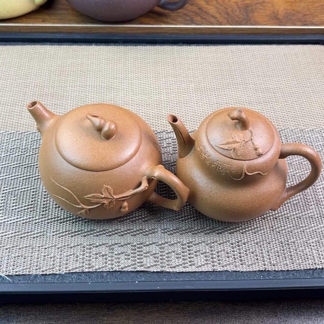 胡***须紫砂茶壶手工制作工艺精湛两把