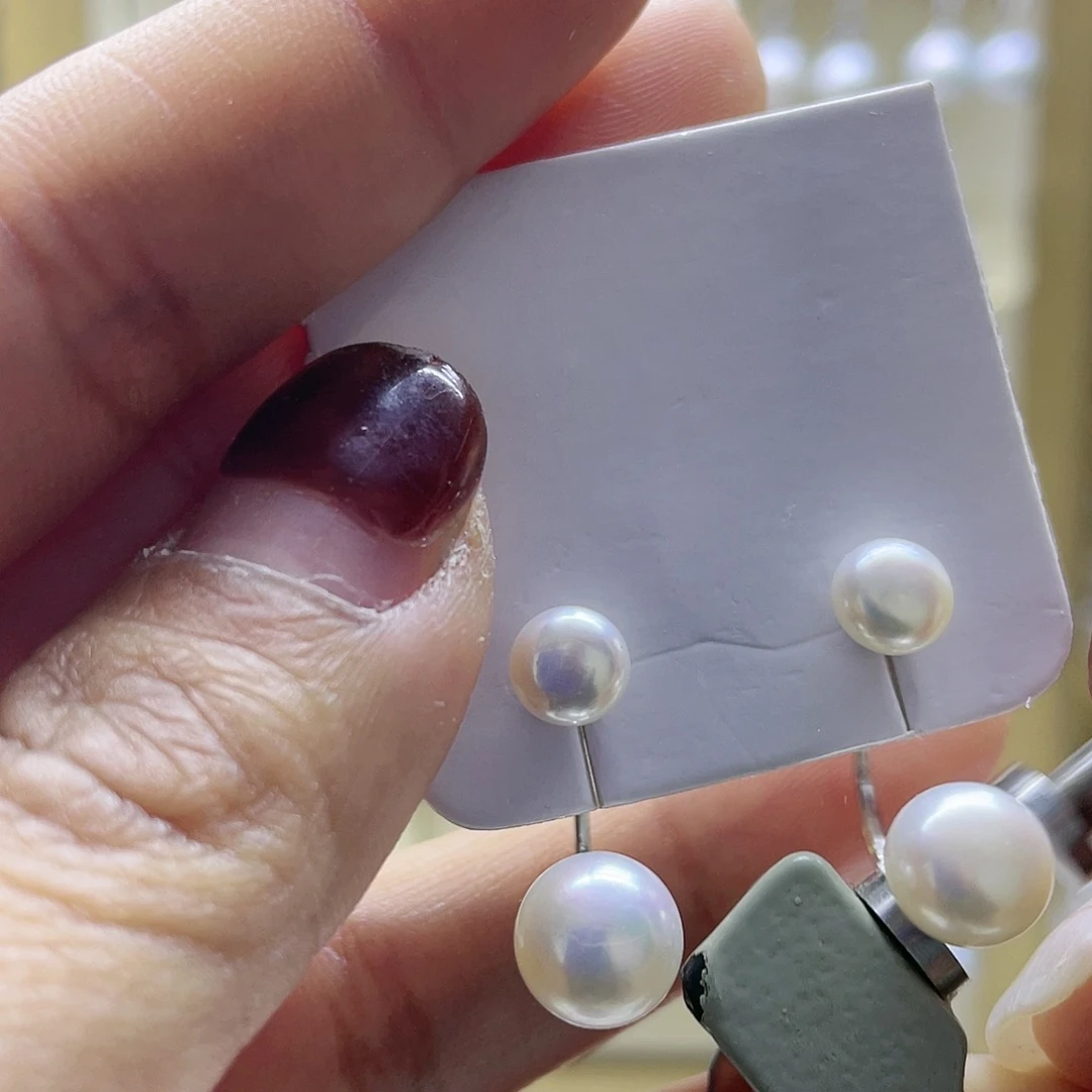 淡水珍珠耳饰银S925镶嵌