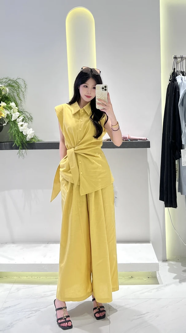 【格子家】街头风时尚套装连衣裙吊带短裤上衣休闲风休闲无袖5766