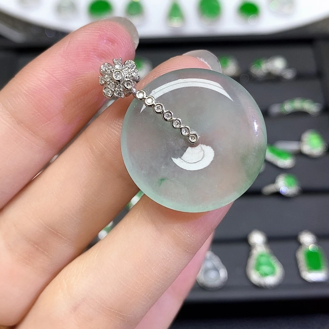 翡翠18K金镶嵌吊坠(不含链)