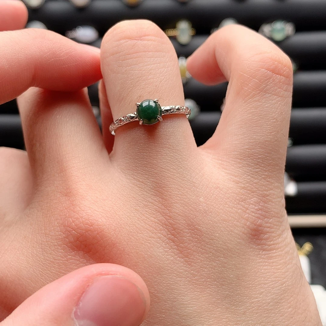 翡翠戒指银S925镶嵌0058
