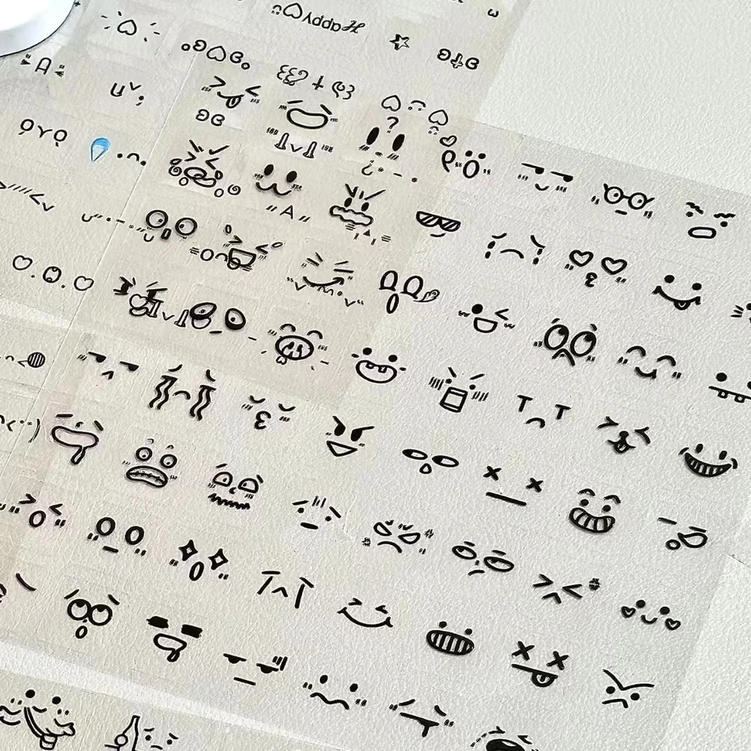 小鼻嘎卡通颜文字透明贴纸高颜值可爱学生手账符号日记文案表情贴