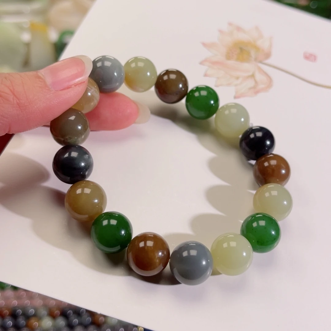 和田玉手串未镶嵌楼兰多宝卡12