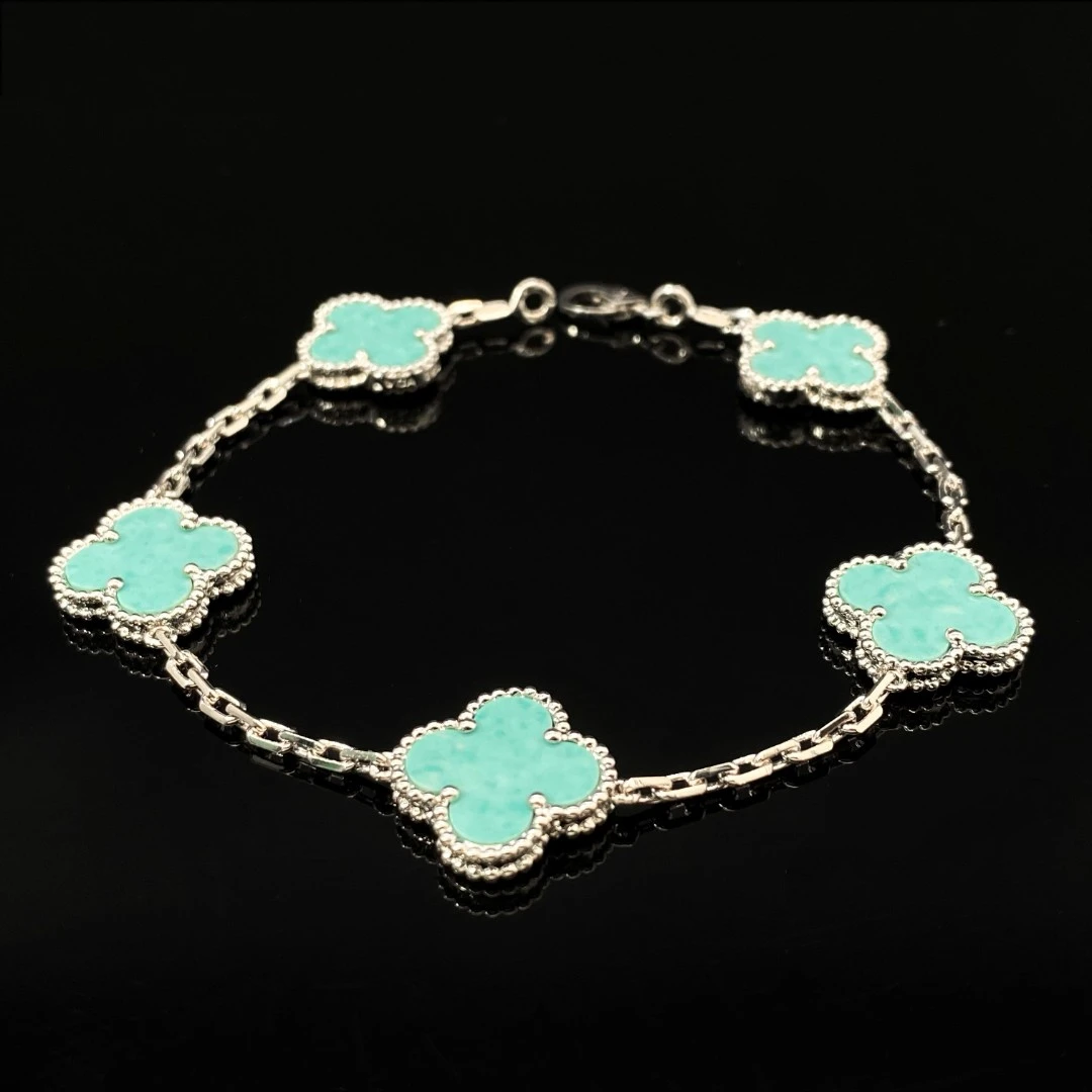 名式 铜合金手链 经典5花绿双面四叶草简约轻奢气质百搭FL175