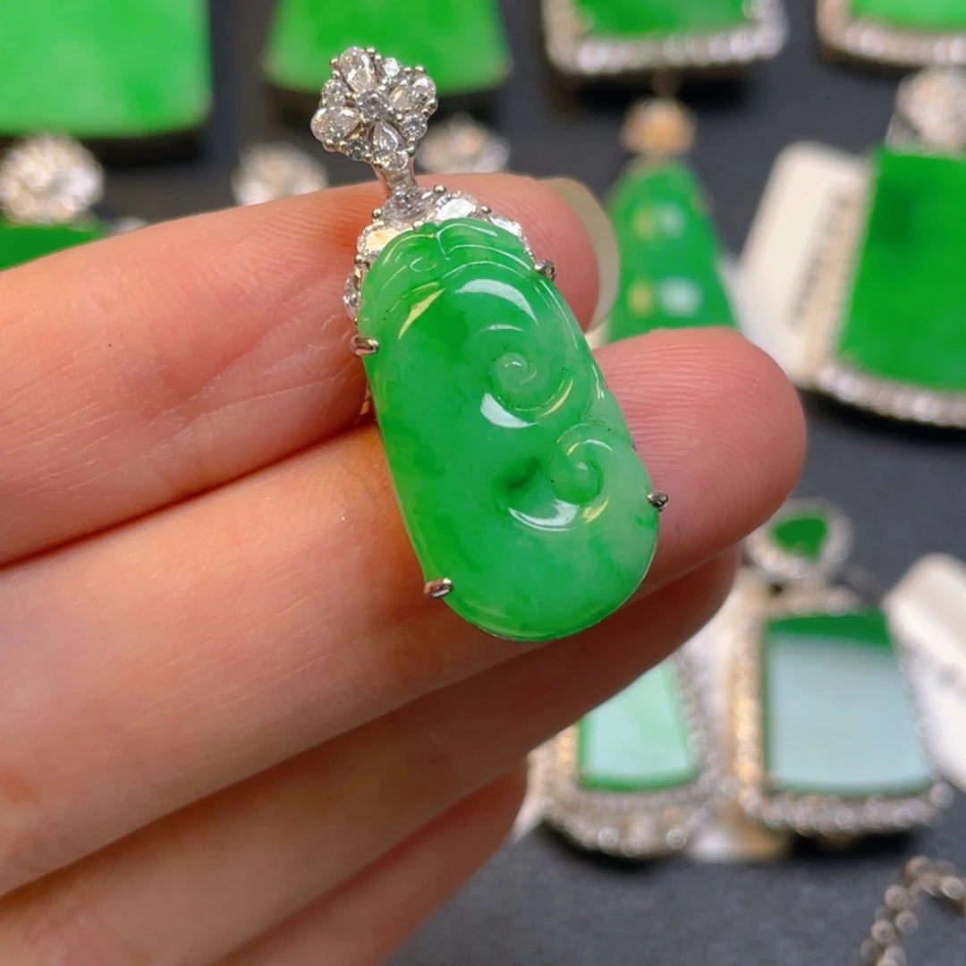 翡翠银S925镶嵌吊坠(不含链)