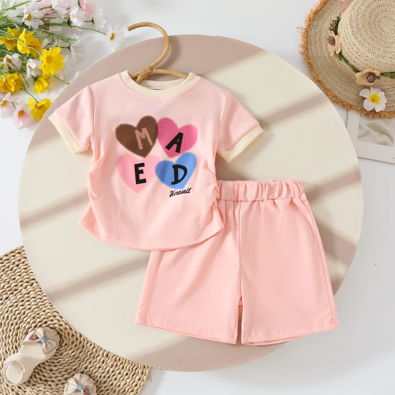 童装女小童夏季新款套装2婴幼儿洋气韩版两件套宝宝卡通短袖短裤2