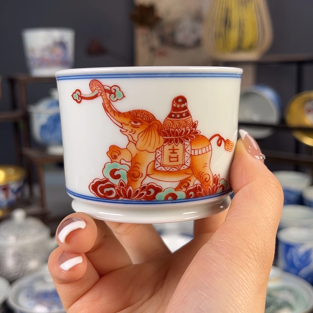 摆件景德镇陶瓷茶杯多人