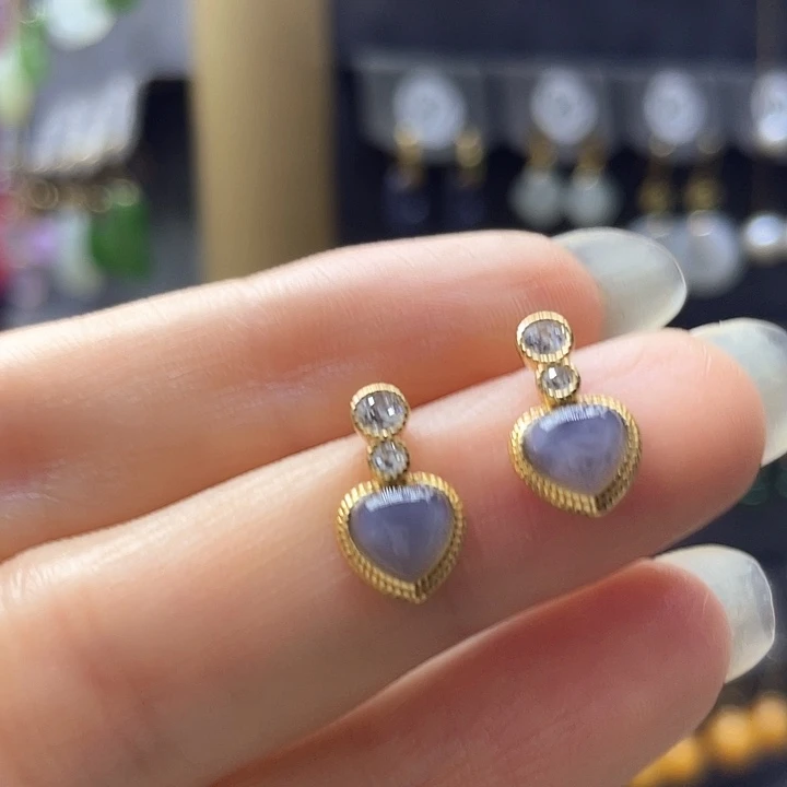 银S925镶嵌和田玉耳饰