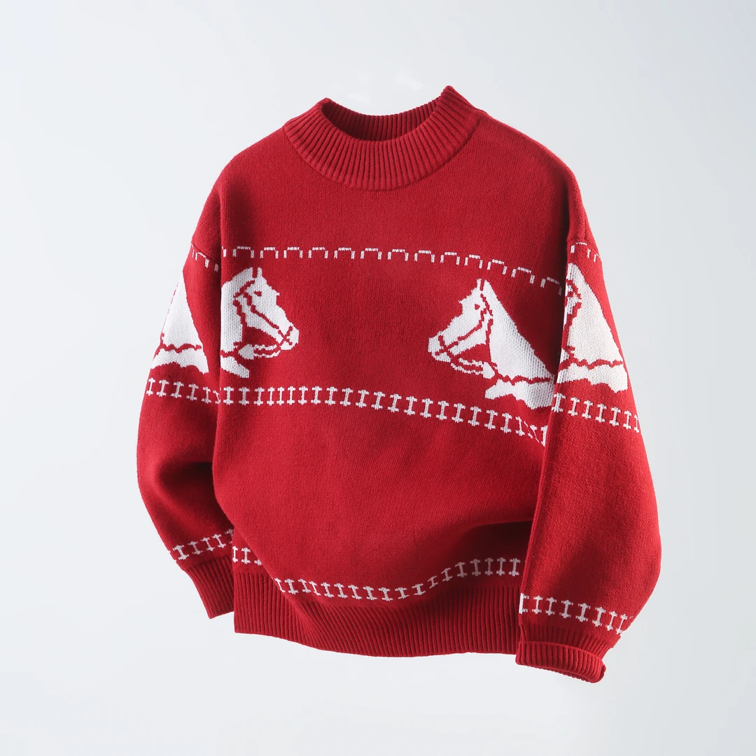 新年定制【马上好运到】四股双纱加厚定染纤绒纱男女亲子款新年毛衣