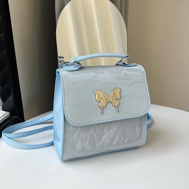 多功能拼接外架包女士盒子包斜跨包文艺风双肩背包