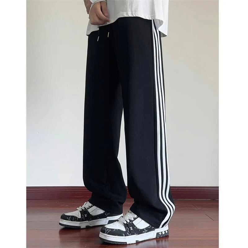 春秋季潮牌美式ins重磅宽松百搭薄款阔腿裤男休闲运动加绒直筒裤