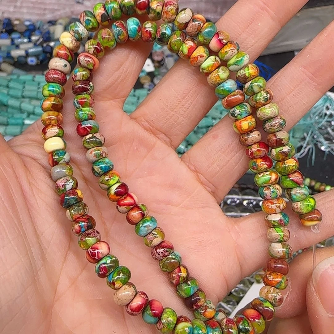 玛瑙/玉髓合金珠宝半成品帝皇石6mm算盘一条