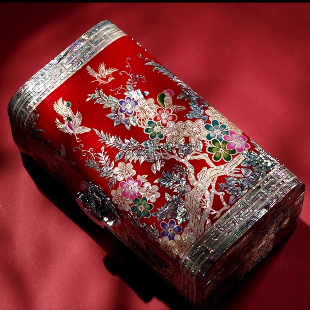 螺钿漆器首饰盒手工木质高档收纳结婚礼物妆奁工艺嫁妆盒