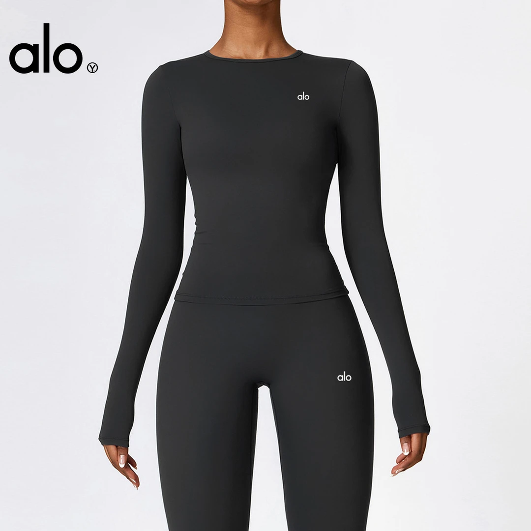 ALO清冷感贵系衣服甜美可爱风格衣服修身显瘦夏季alo瑜伽服紧身普