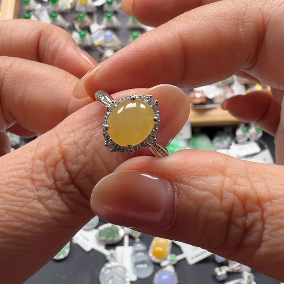 翡翠银S925镶嵌戒指136