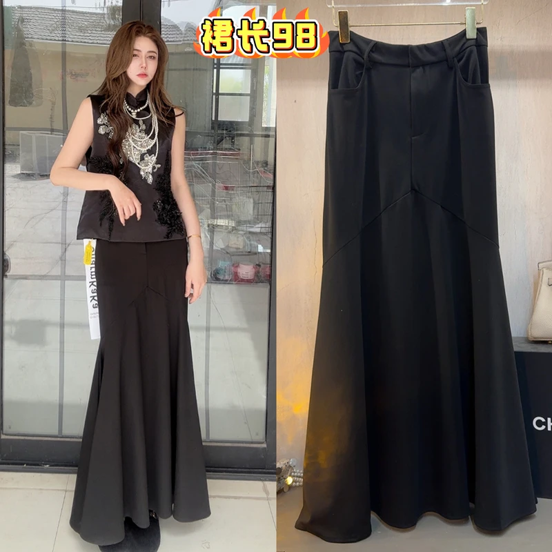 【曼城旧事】62313搭扣大鱼尾长款半身裙