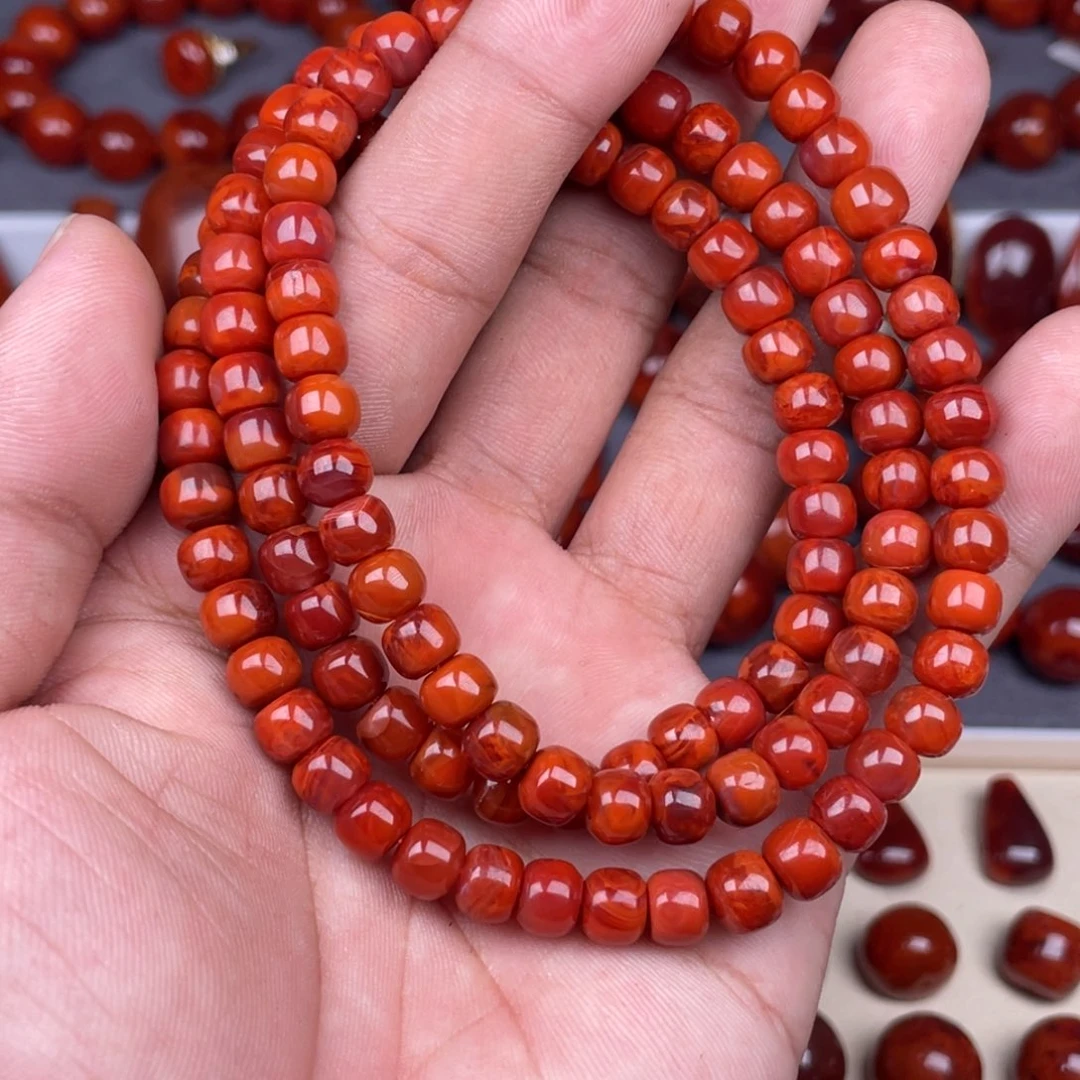 南红玛瑙未镶嵌瓦西南红老型佛珠7mm