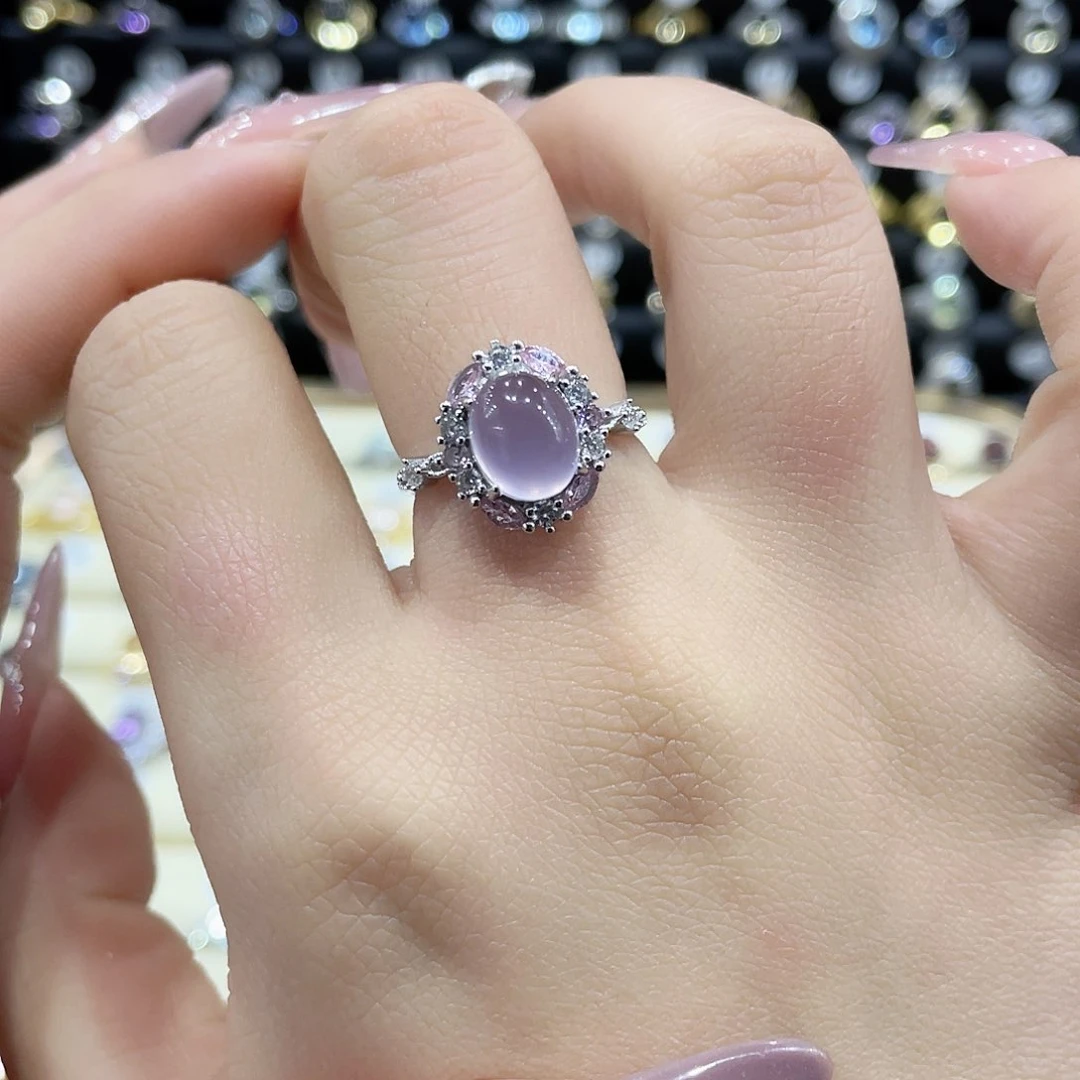 萤石戒指银S925镶嵌戒指