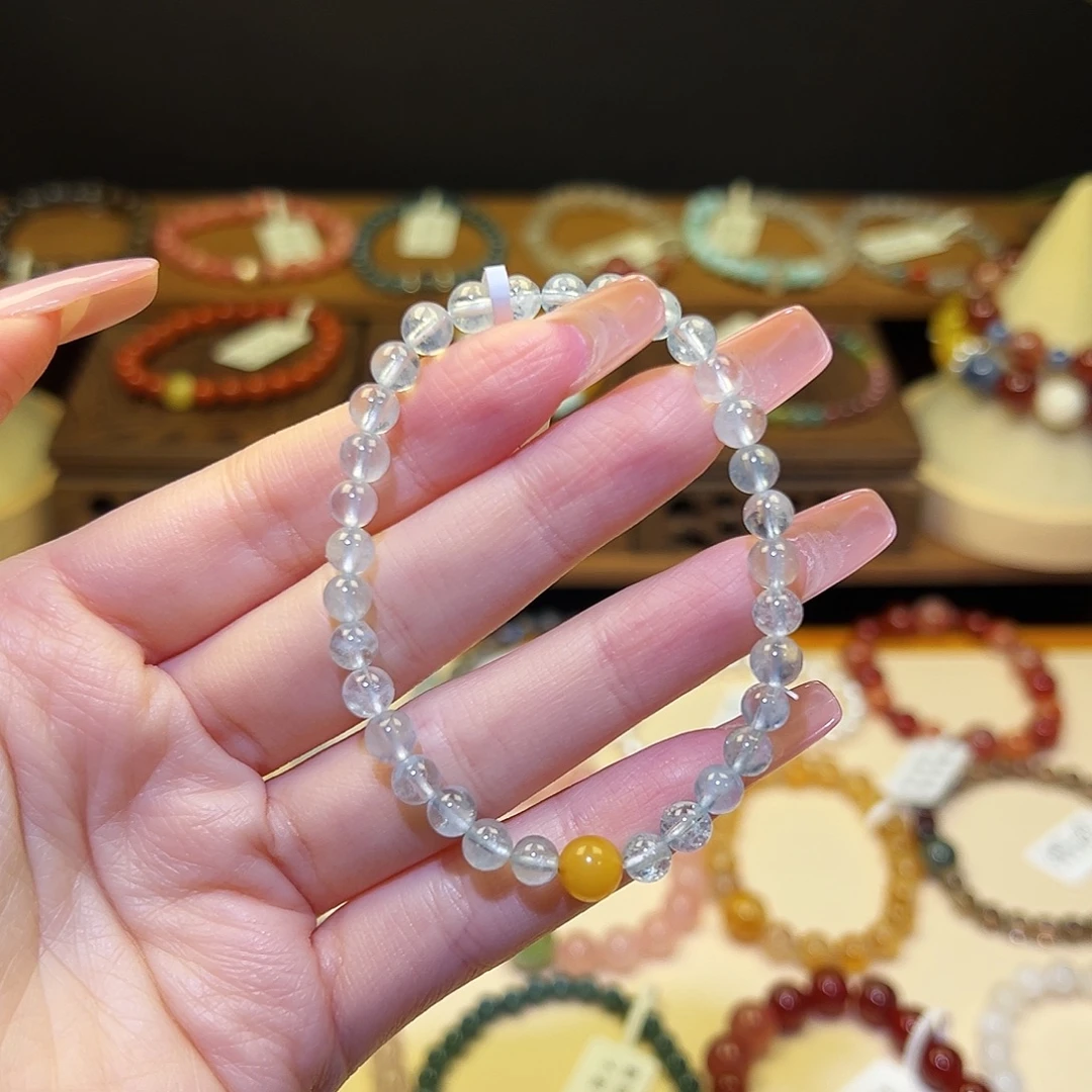 银S925镀金镶嵌手串水晶海蓝2060