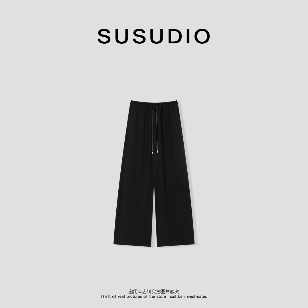 SUSUDIO 铜氨丝+莱赛尔 夏款抽绳设计简约纯色休闲裤 40583