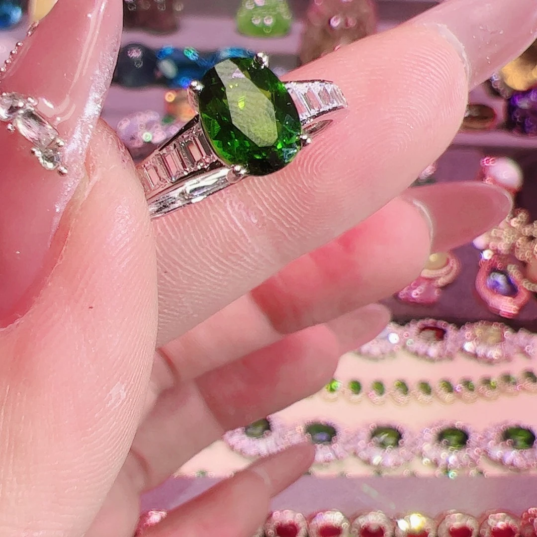 透辉石戒指银S925镶嵌