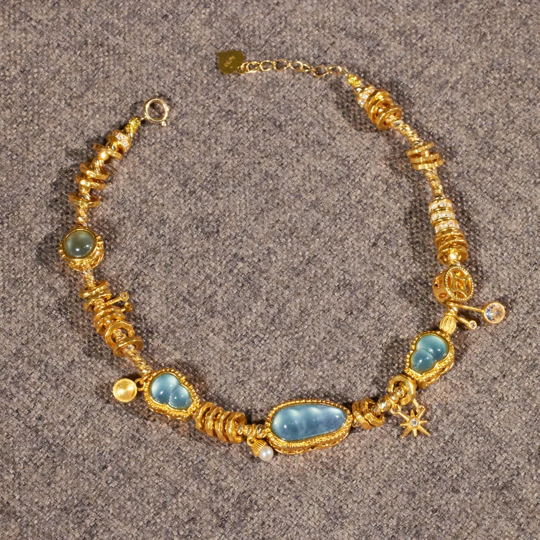 【歪歪】翡翠白冰多宝手链*18K镶嵌