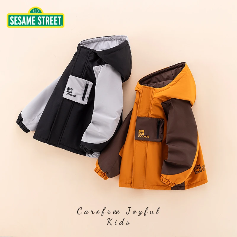 【ZB】芝麻街春季新款儿童连帽相拼外套ZMCB038