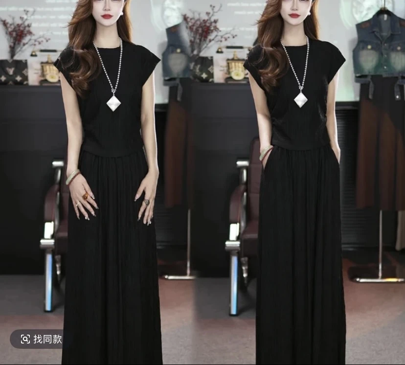 （上衣+半身裙）2件套夏季新款休闲套装女简约洋气宽松气质显瘦裙子